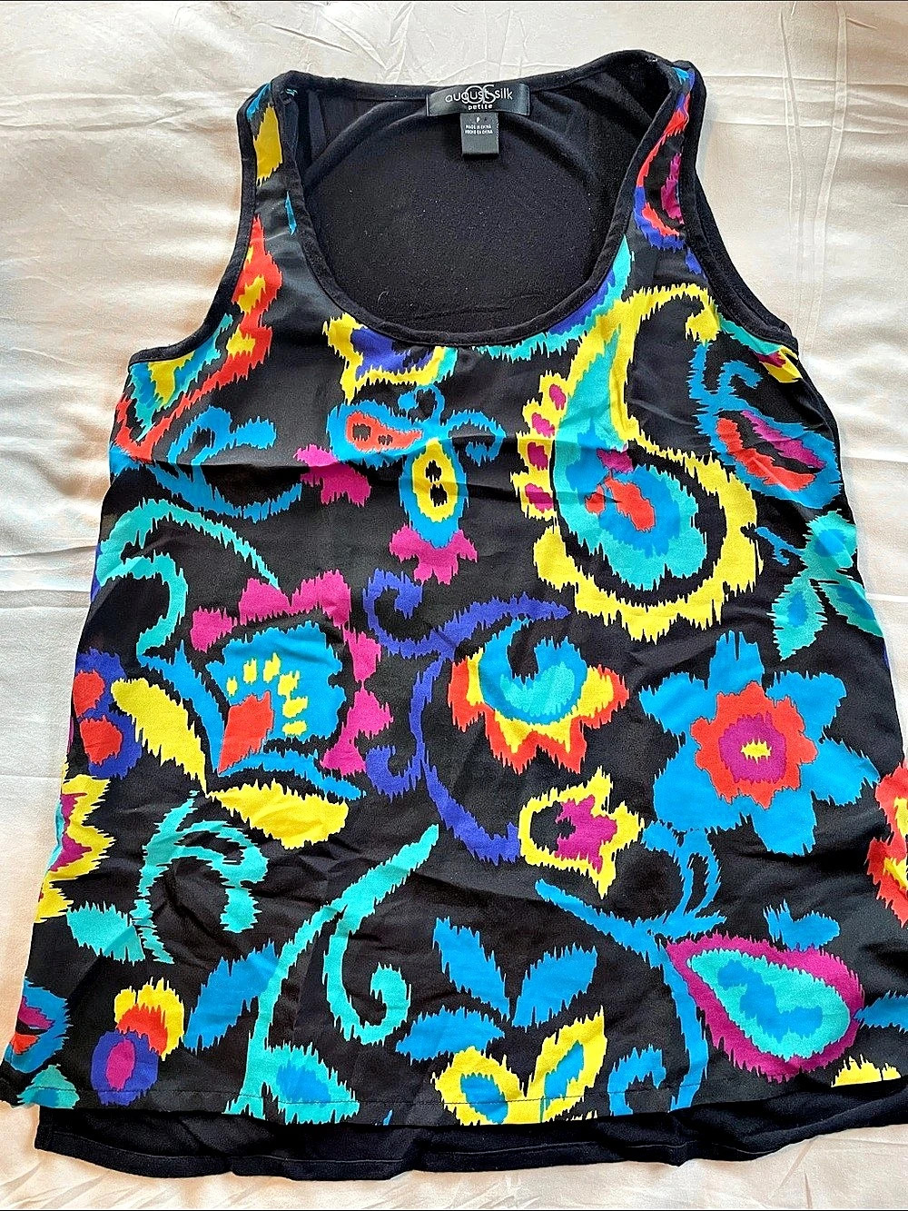 August Silk Abstract Print Tank Top Size S Like New